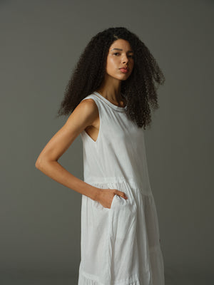 Cutout Neckline Pleated Dress