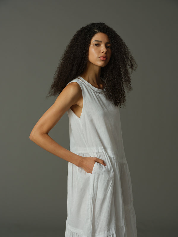 Cutout Neckline Pleated Dress