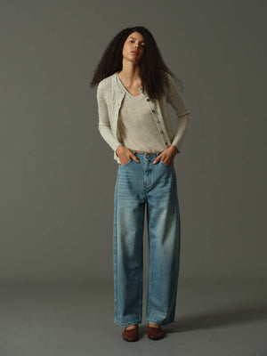 Decorative Stitch Wide-Leg Jeans
