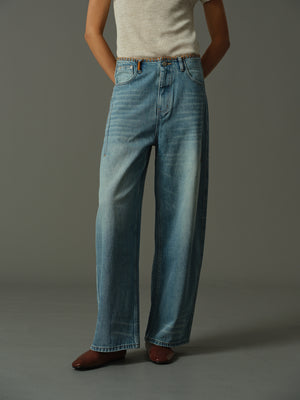 Decorative Stitch Wide-Leg Jeans