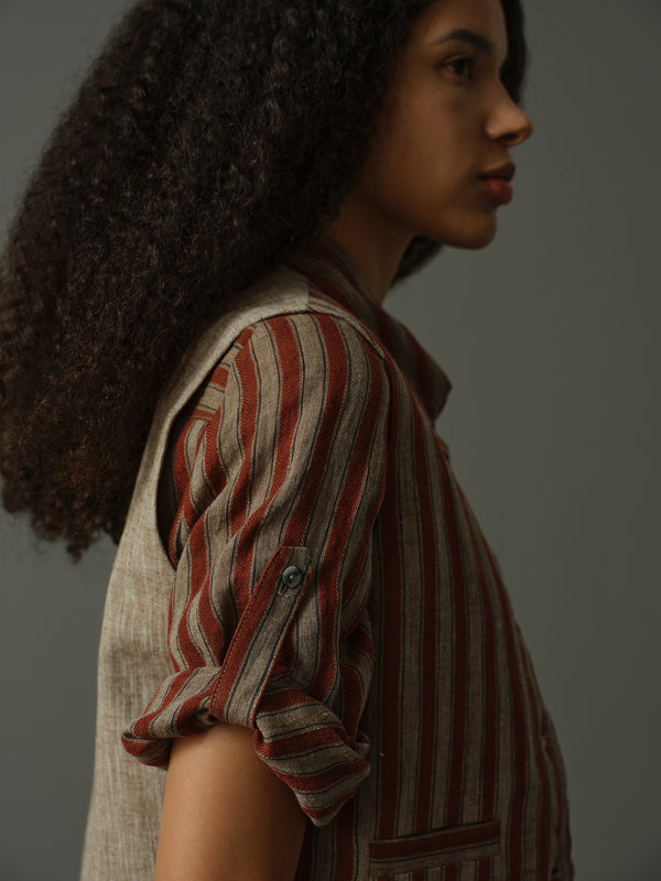 Contrast Pocket Striped Shirt