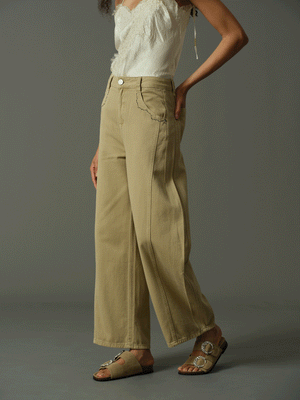 model wearing khaki pants 