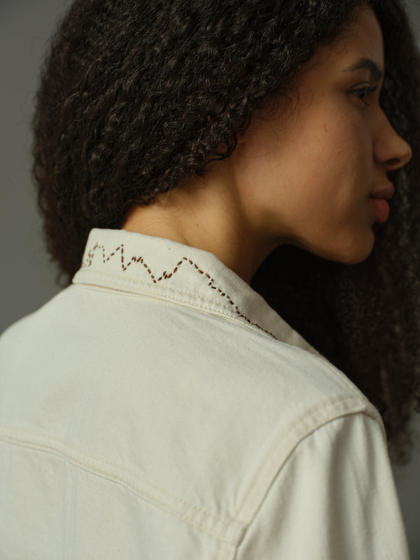 Contrast Stitch Collar Denim Jacket