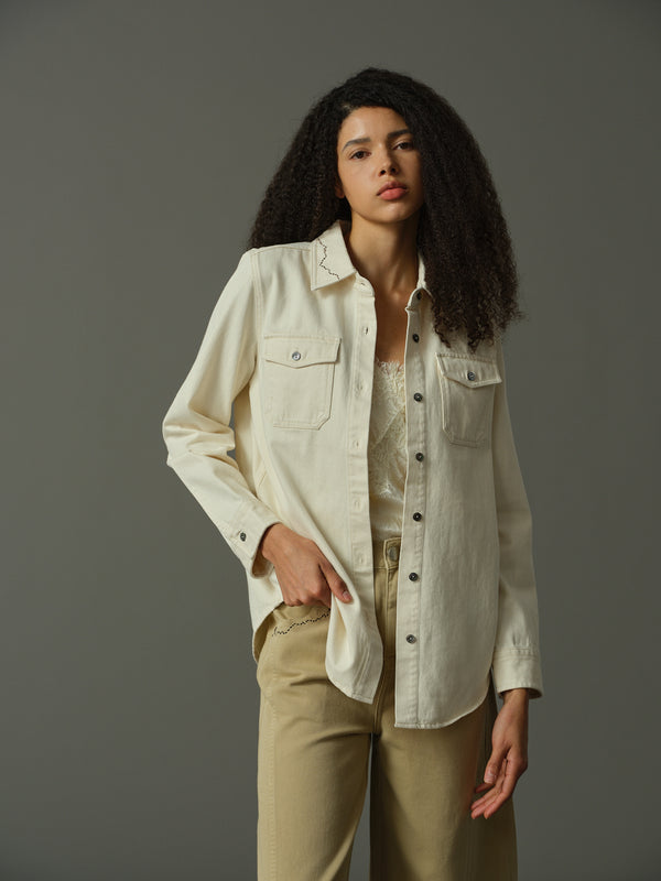 Contrast Stitch Collar Denim Jacket