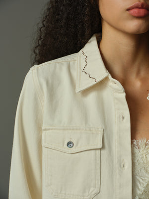 Contrast Stitch Collar Denim Jacket