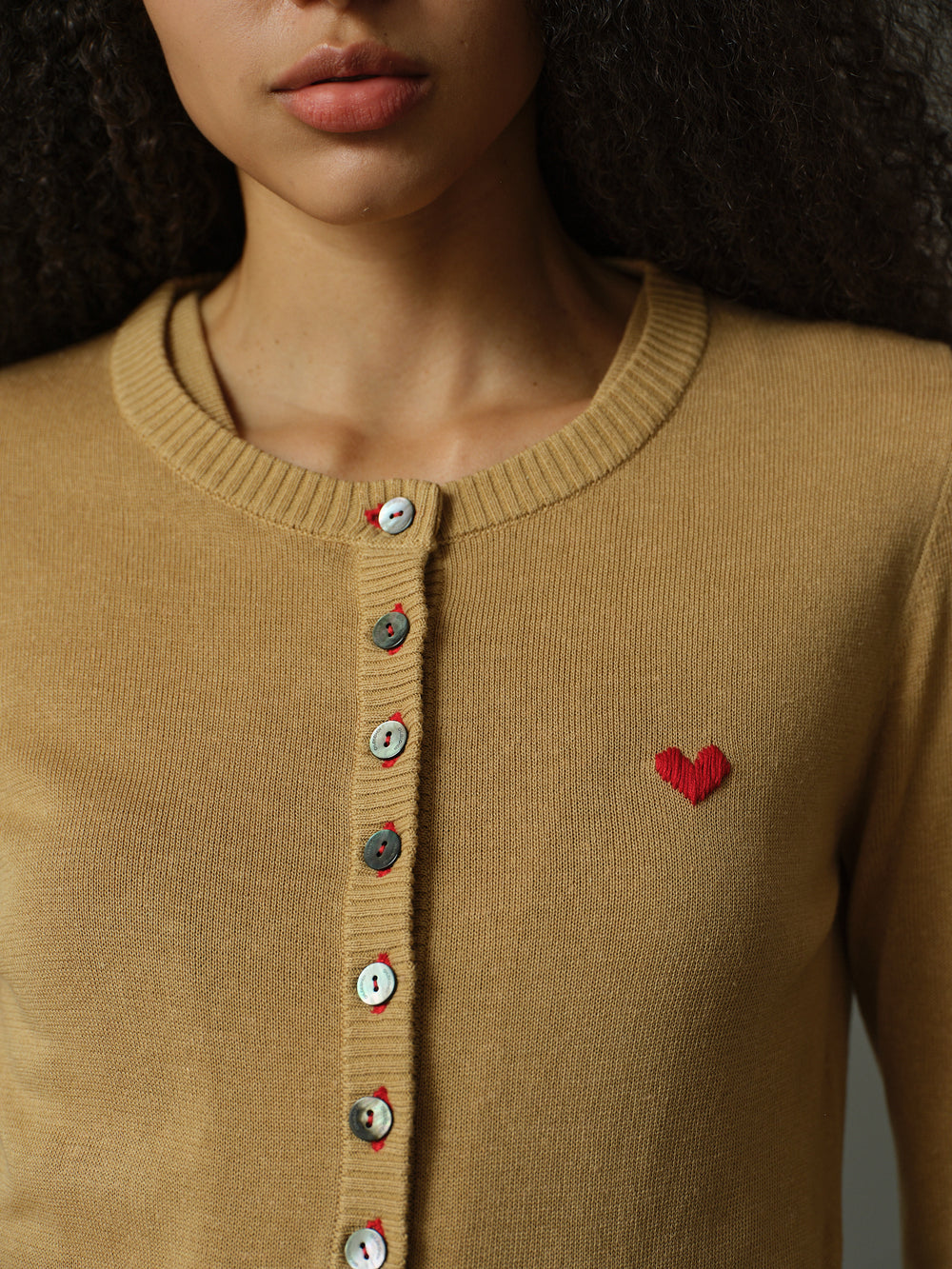 愛心刺繡針織開襟衫