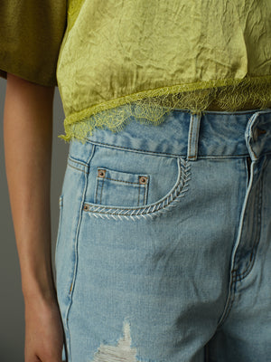 Frayed Edge Denim Shorts