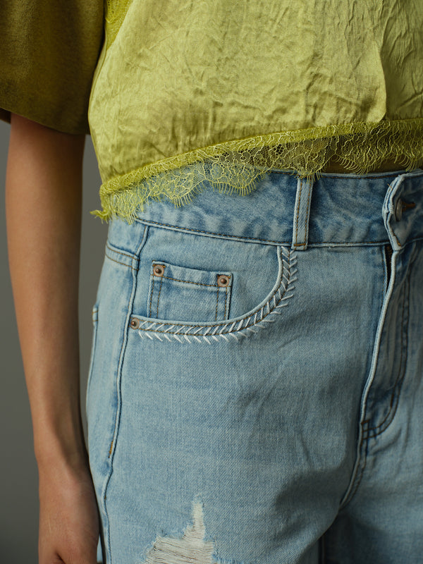 Frayed Edge Denim Shorts