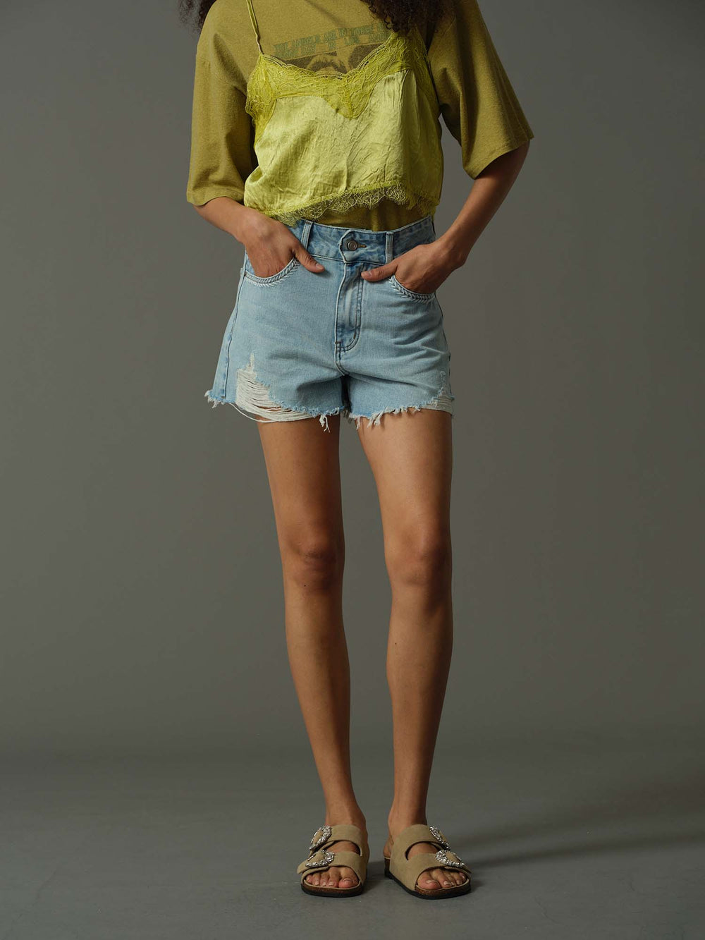 Frayed Edge Denim Shorts