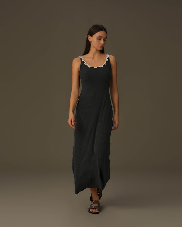 Detailed Neckline Maxi Dress