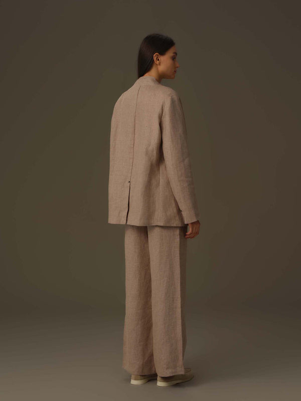 Two-Tone Drawstring Linen Pants