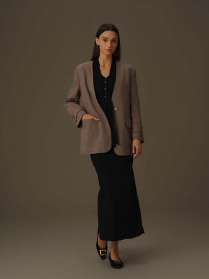V-Neck Merino Wool Coat