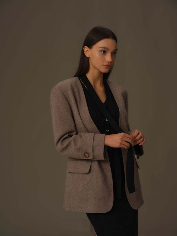 V-Neck Merino Wool Coat