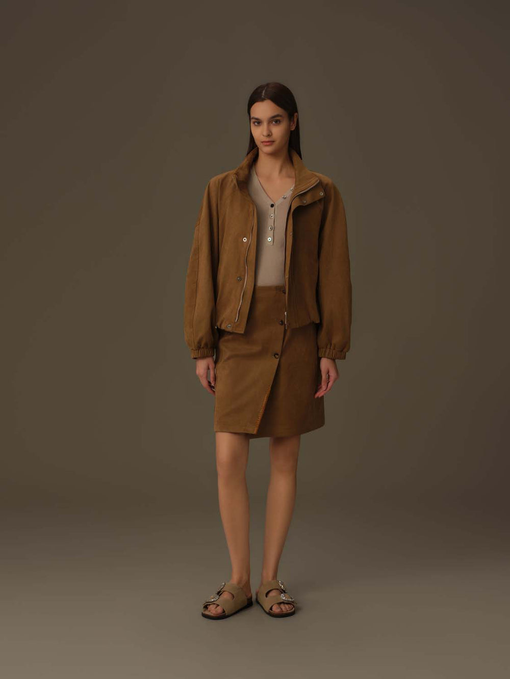 Faux Suede A-Line Skirt