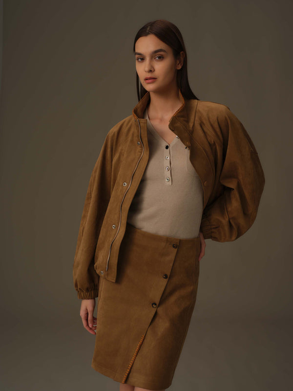Faux Suede A-Line Skirt