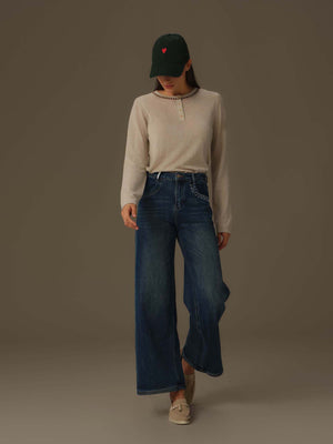 Stitched Flare Denim Jeans