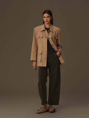 100% Linen Multi-Pocket Jacket