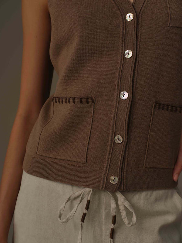 V Neck Knit Vest