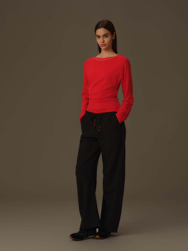 Asymmetrical Draped Chain Details Top