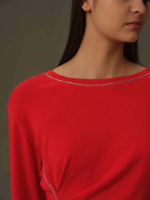Asymmetrical Draped Chain Details Top