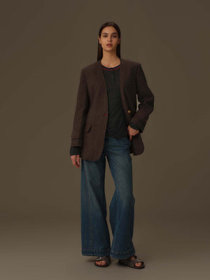 V-Neck Merino Wool Coat