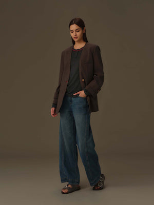 V-Neck Merino Wool Coat