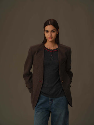V-Neck Merino Wool Coat