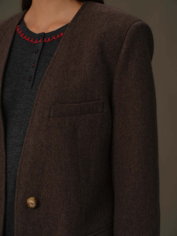 V-Neck Merino Wool Coat
