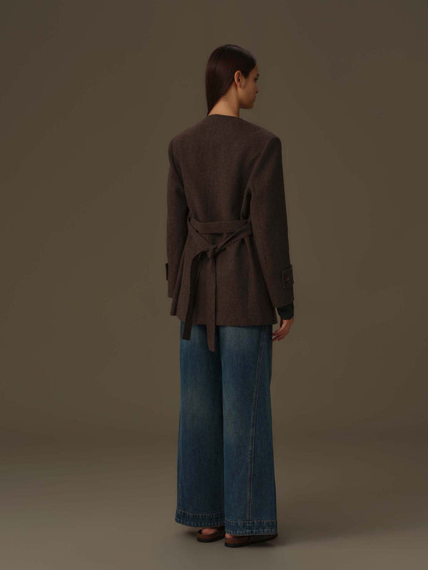 V-Neck Merino Wool Coat