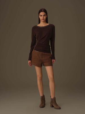 Asymmetrical Draped Chain Details Top