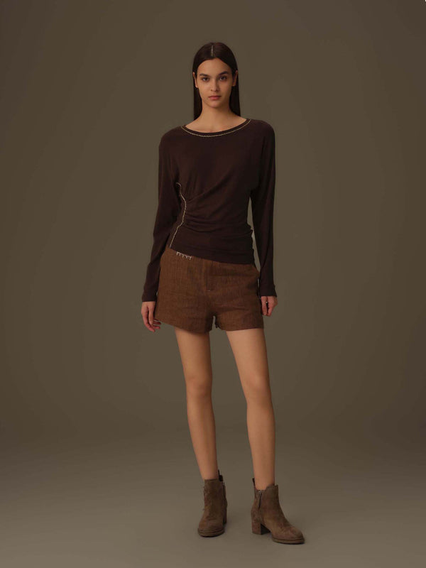 Asymmetrical Draped Chain Details Top