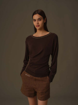 Asymmetrical Draped Chain Details Top