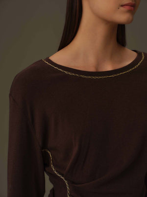 Asymmetrical Draped Chain Details Top