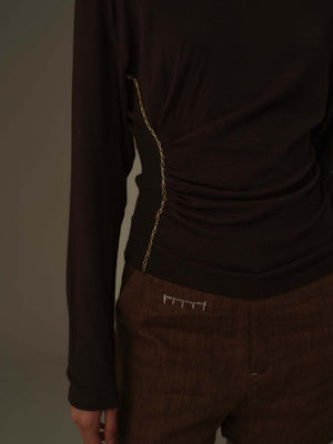 Asymmetrical Draped Chain Details Top