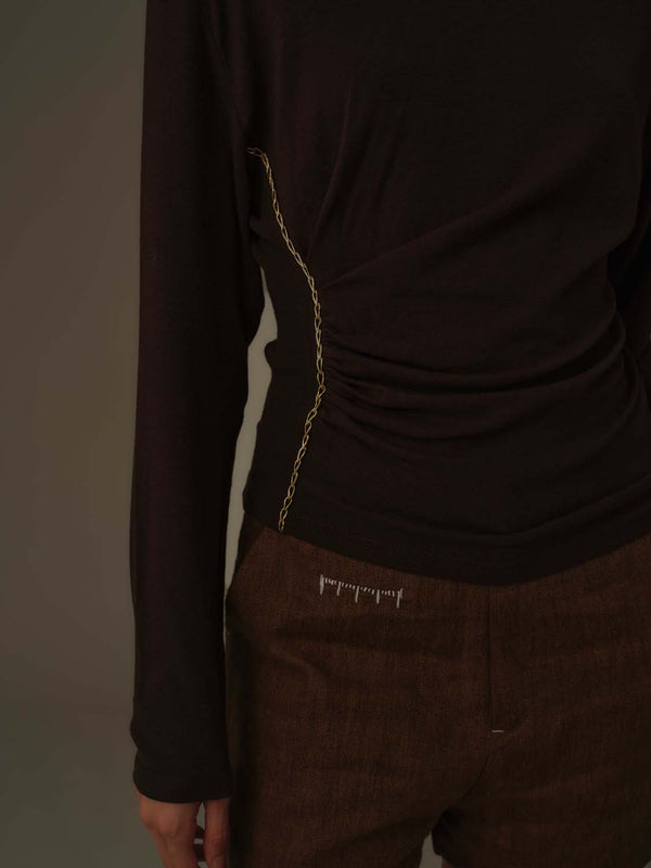 Asymmetrical Draped Chain Details Top