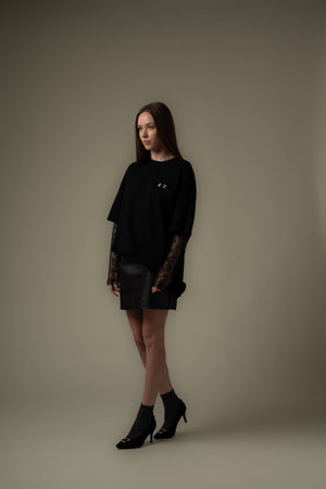 Lace Panel Long Tee