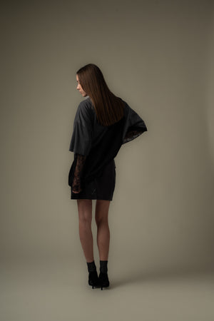 Lace Panel Long Tee