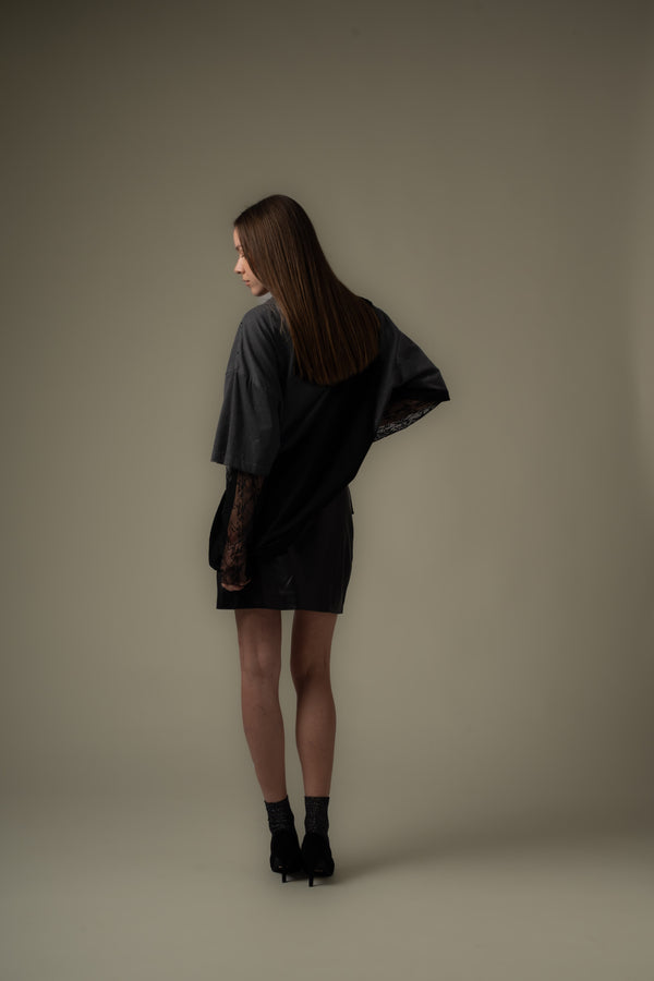Lace Panel Long Tee