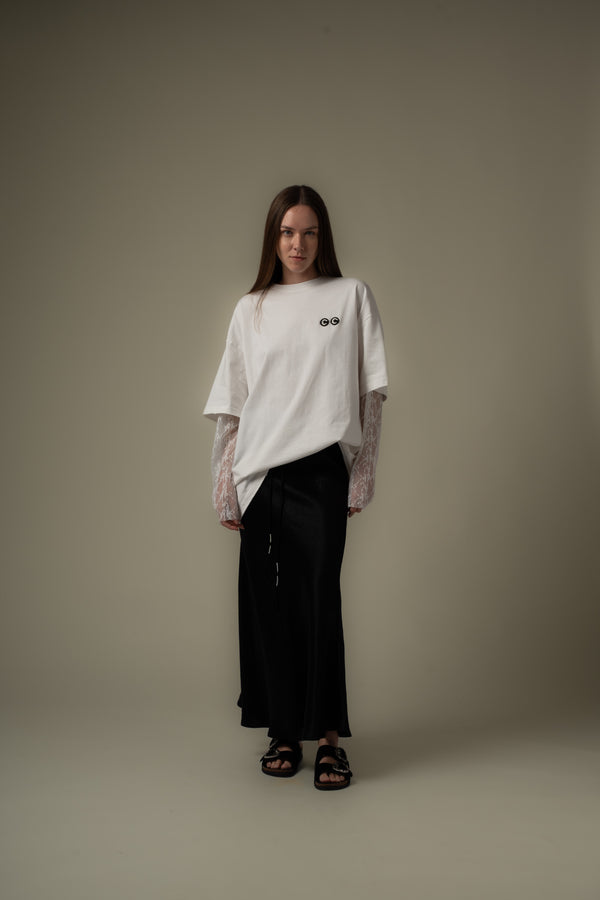 Lace Panel Long Tee