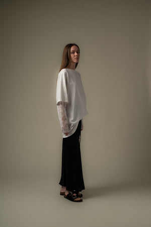 Lace Panel Long Tee