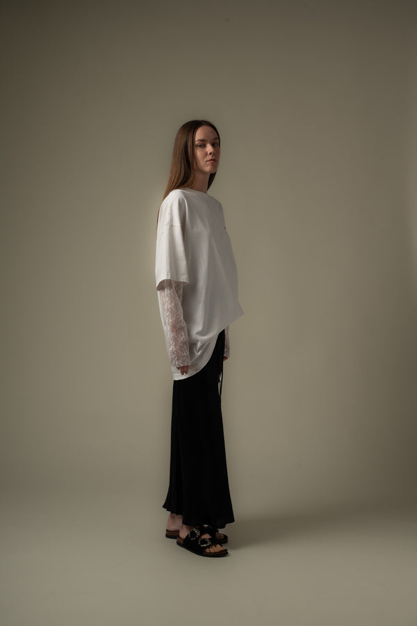 Lace Panel Long Tee
