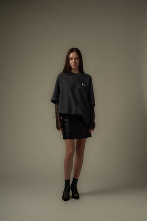 Lace Panel Long Tee