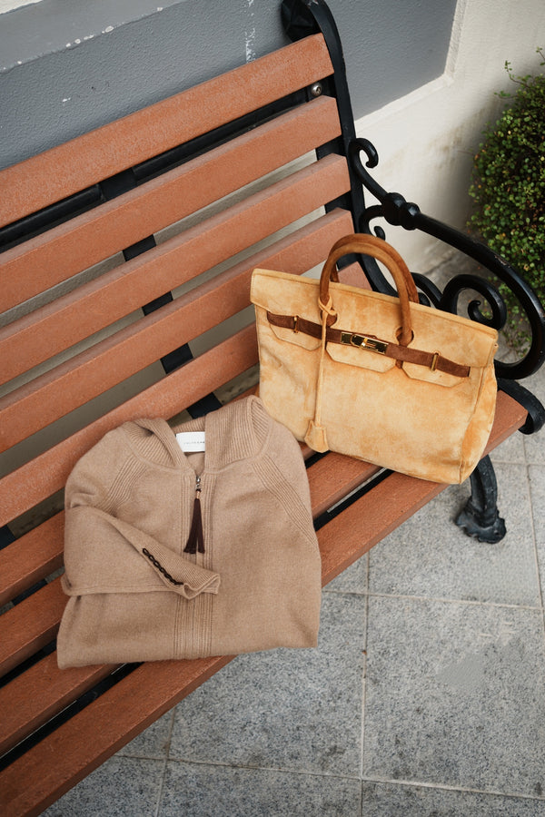 羊絨拉鍊連帽開襟衫