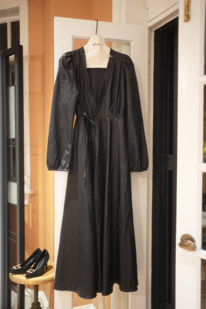 High Slit Leather Maxi Dress