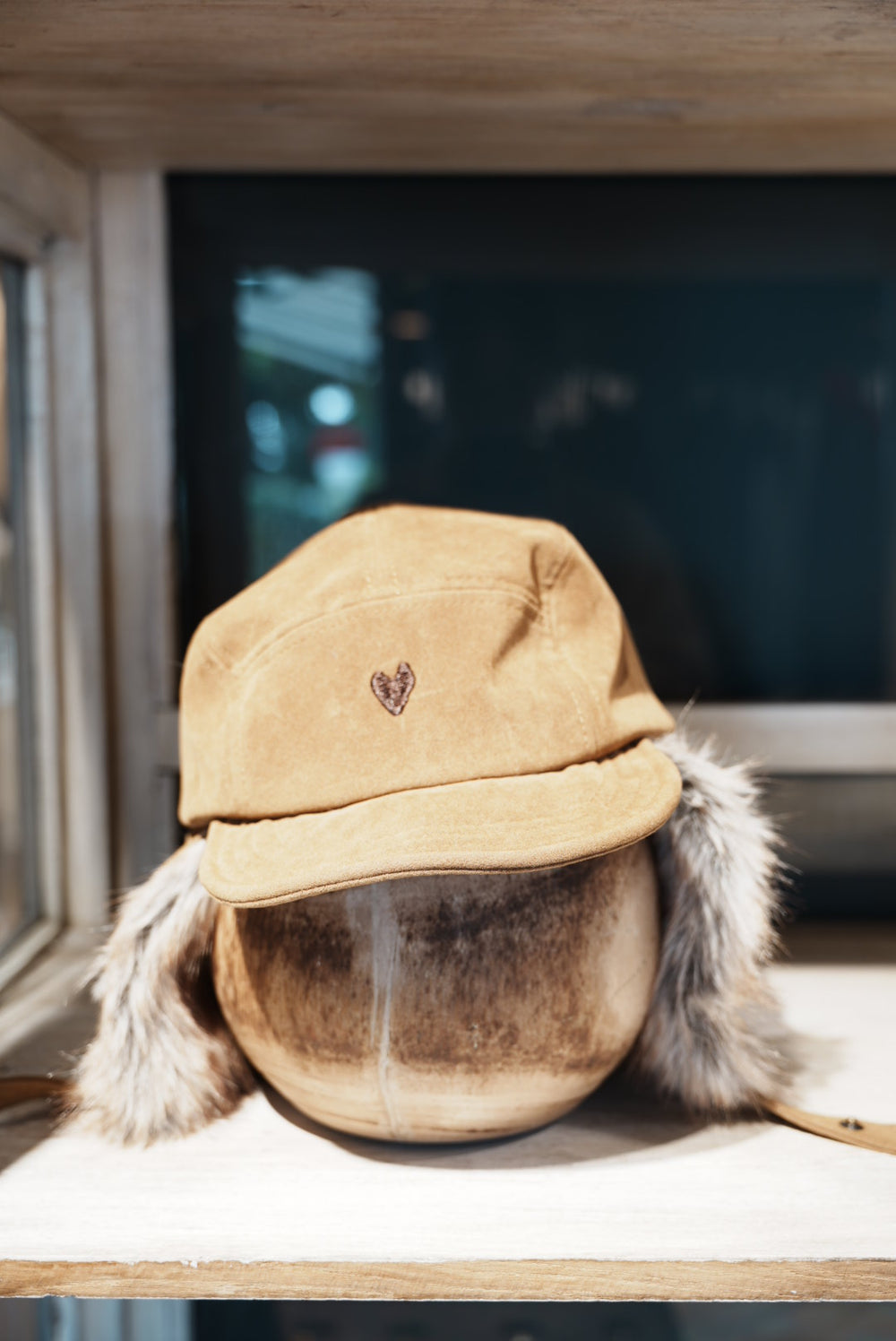 Heart Embroidered Ear Flap Caps