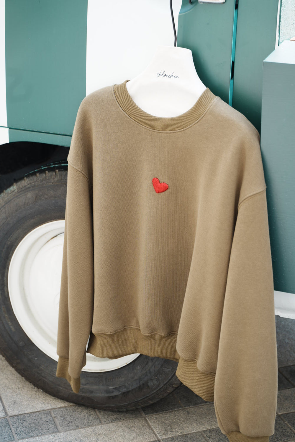 Handcrafted Heart Embroidered Sweatshirt