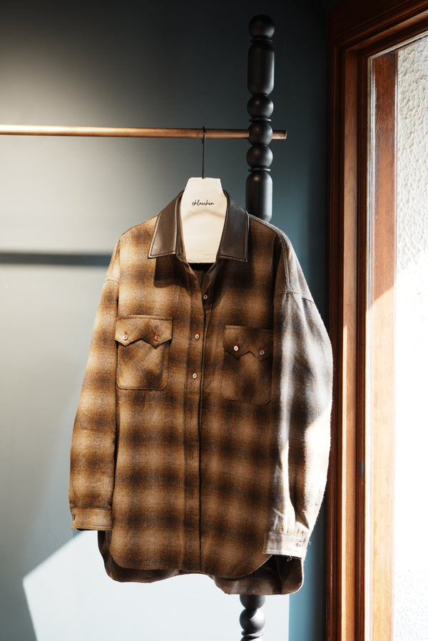 Contrast Collar Plaid Shirt Jacket