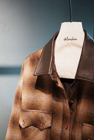 Contrast Collar Plaid Shirt Jacket