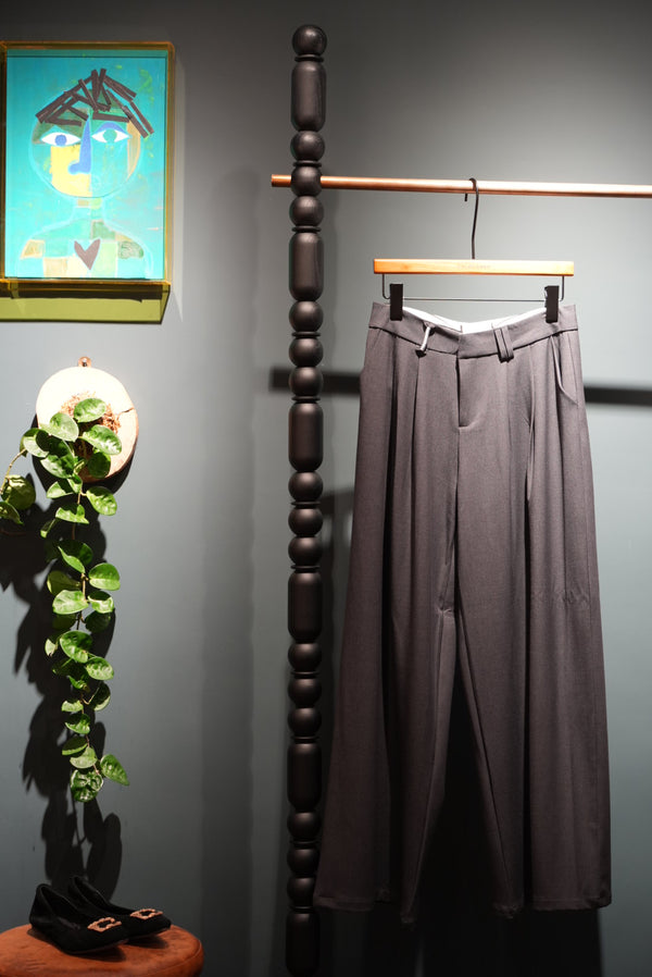 高腰寬腿修身長褲