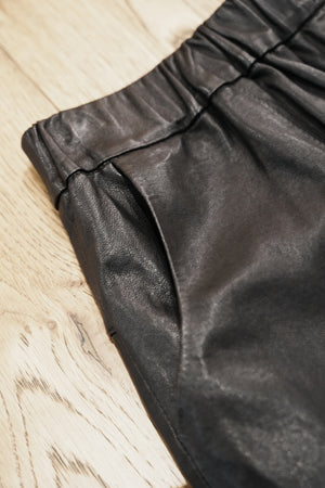 Stretchable Waist Leather Pants